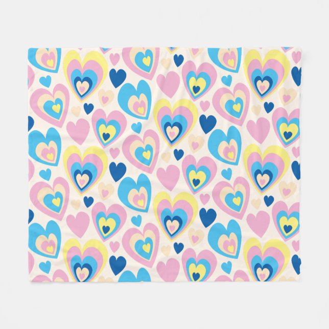 Couverture Polaire Coeurs Pastel. (Devant (Horizontal))
