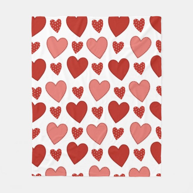 Couverture Polaire Coeurs rouges (Devant)
