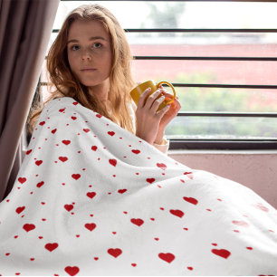 Couverture Polaire Coeurs rouges et blancs mignons Motif sans couture