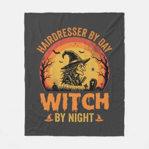 Couverture Polaire Coiffeur de jour sorcière de nuit Design Halloween