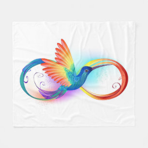 Couverture Polaire Colibri arc-en-ciel avec symbole Infinity