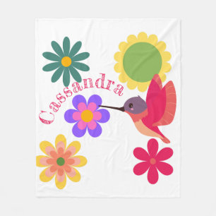 Couverture Polaire Colibri et fleurs personnalisés