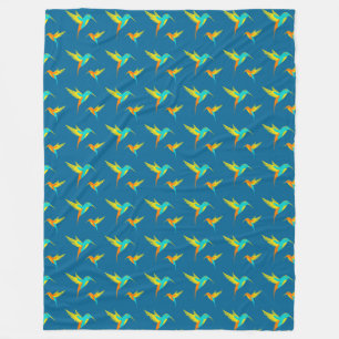 Couverture Polaire Colibris exotiques Motif bleu