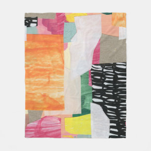 Couverture Polaire Collage art, moderne coloré abstrait.