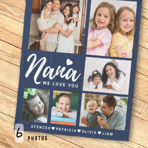 Couverture Polaire Collage de 6 photos Blue We Love You Nana petits-e