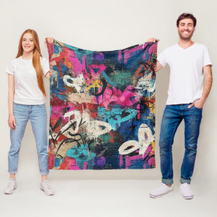 Couverture Polaire Collage de graffiti urbain avec des couleurs vives