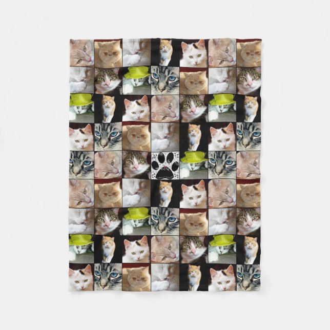 Couverture Polaire Collage de photo de chats (Devant)
