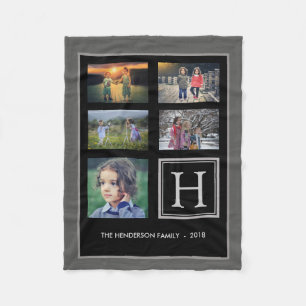 Couverture Polaire Collage de photo de monogramme de famille