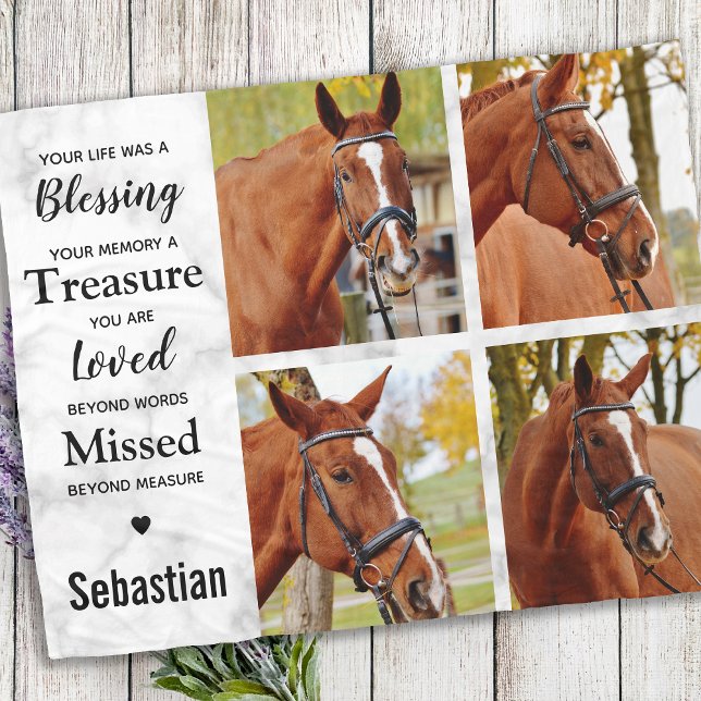 Couverture Polaire Collage de photos commémoratives du cheval (Créateur téléchargé)