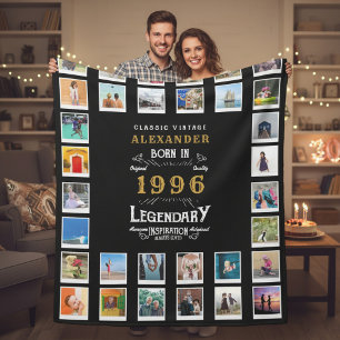 Couverture Polaire Collage de photos d'anniversaire 30 ans fils ou ma