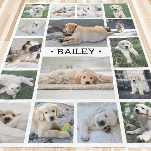 Couverture Polaire Collage de photos de chien Mignon Moderne Noir et