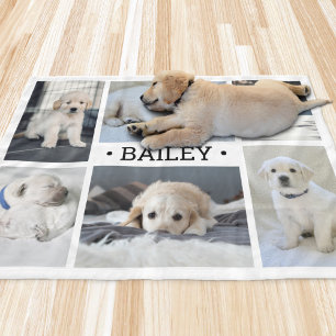 Couverture Polaire Collage de photos de chien Mignon Simple Noir et B