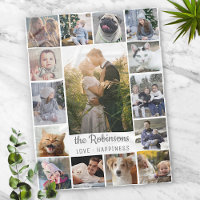 Collage de photos de famille 15 images + nom gris