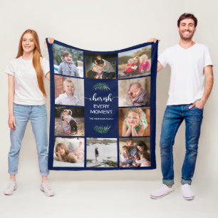 Couverture Polaire Collage de photos de famille Cherish Every Moment