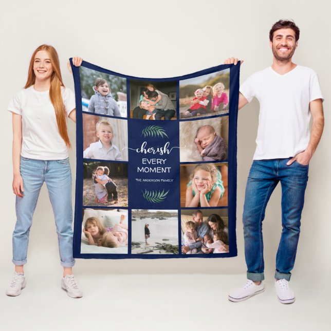 Couverture Polaire Collage de photos de famille Cherish Every Moment  (En situation)