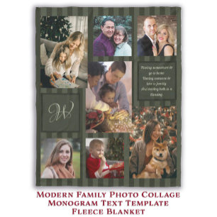 Couverture Polaire Collage de photos de famille moderne Monogramme Mo