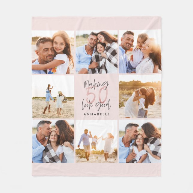 Couverture Polaire Collage de photos de la parties scintillant rose d (Devant)