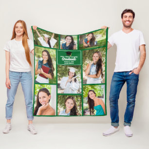 Couverture Polaire Collage de photos de remise de diplômes vert perso
