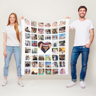 Couverture Polaire Collage de photos do-it-yourself coeur personnalis