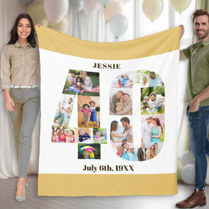 Couverture Polaire Collage de photos Image blanche beige 40e annivers