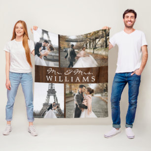 Couverture Polaire Collage de photos M. & Mme Newlysée Monogramme Boi