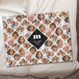 Couverture Polaire Collage personnalisé 12 photos - monogramme de fam