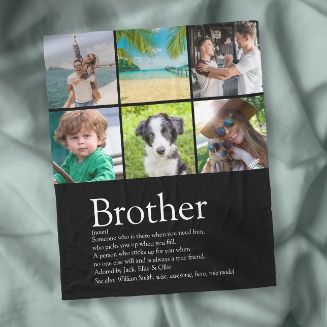 Couverture Polaire Collage photo Cool Brother Definition (Brother Definition Cool Fun Photo Collage Fleece Blanket)