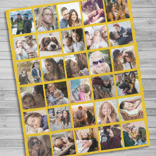 Couverture Polaire Collage photo de 30 Carrés Jaune