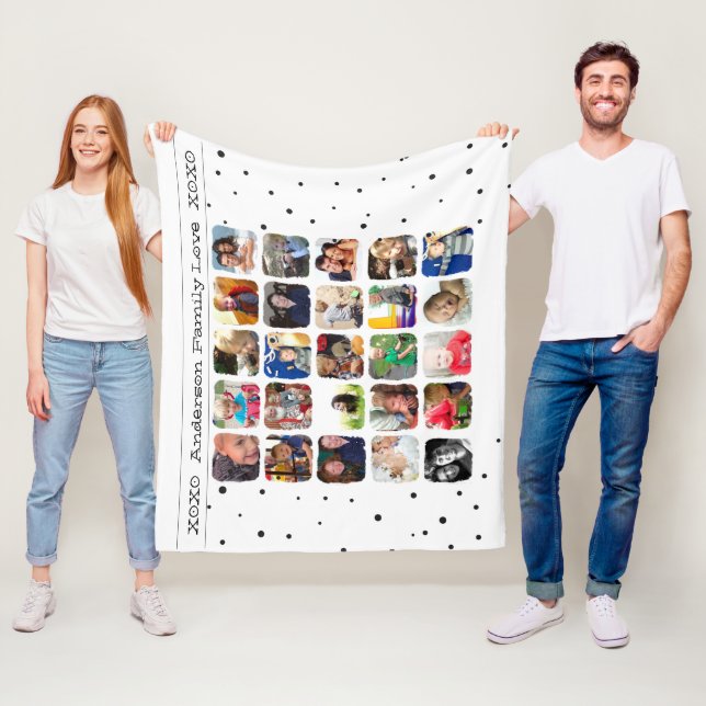 Couverture Polaire Collage photo de famille moderne (En situation)