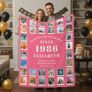 Couverture Polaire Collage photo de famille pour les 40 ans de maman