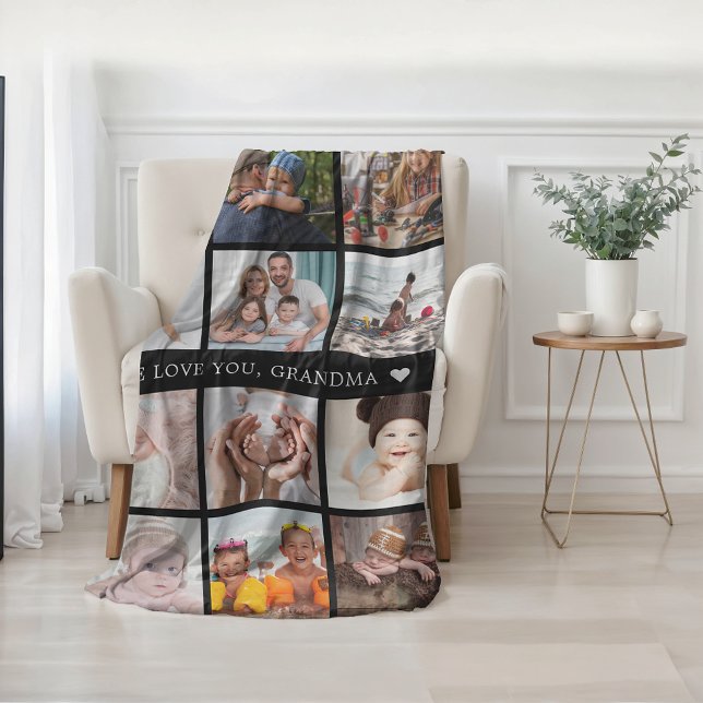 Couverture Polaire Collage photo de Keepsaké Mom Grand-mère (Keepsake Mom Grandma Photo Collage Fleece Blanket)