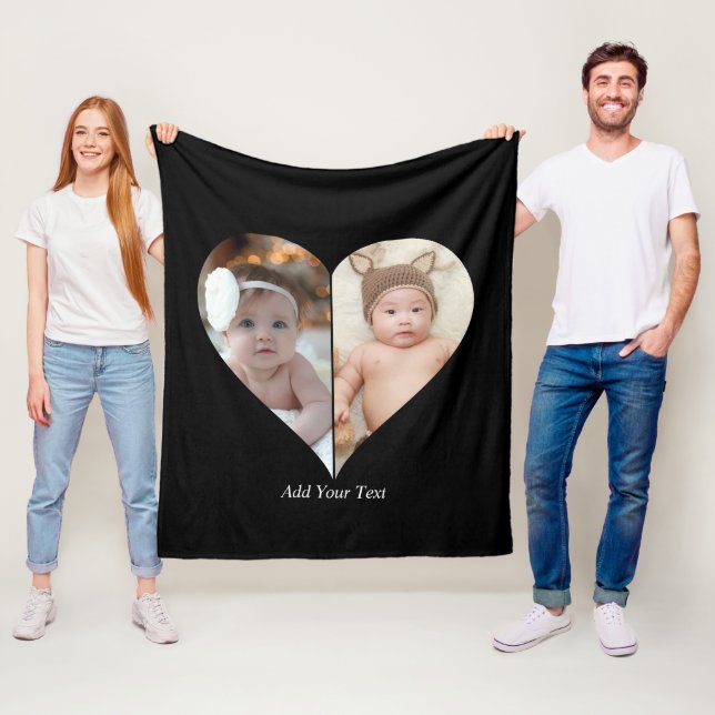 Couverture Polaire Collage photo en forme de coeur 2 (En situation)