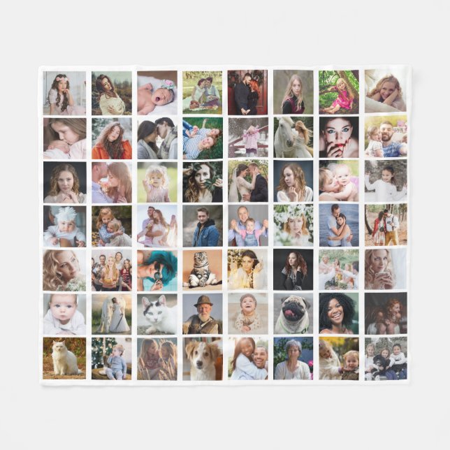 Couverture Polaire Collage Photo Famille 56 Photo Carré Facile Person (Devant (Horizontal))