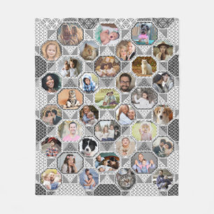 Couverture Polaire Collage photo famille Easy Grey Quilt Look 35 Phot