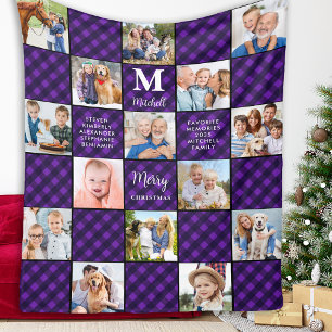 Couverture Polaire Collage Photo Famille Patchwork personnalisé Plaid