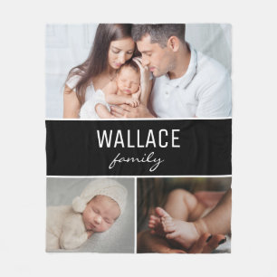 Couverture Polaire Collage photo famille simple personnalisé
