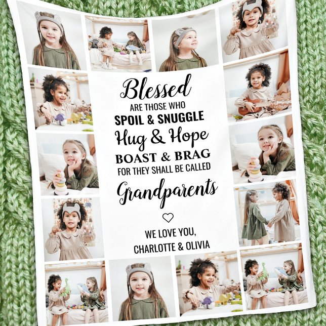 Couverture Polaire Collage photo grand-parents (Créateur téléchargé)