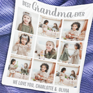 Couverture Polaire Collage photo Grandma 9 personnalisée