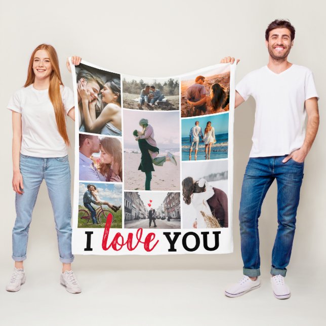 Couverture Polaire Collage photo 'I Love You' 9 (En situation)