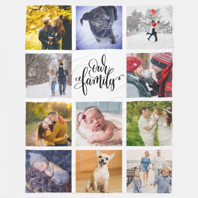 Couverture Polaire Collage photo Instagram moderne Notre famille (Devant)