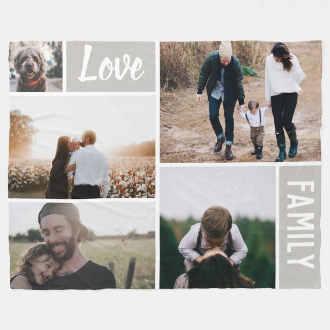 Couverture Polaire Collage photo Love and Family (Devant (Horizontal))
