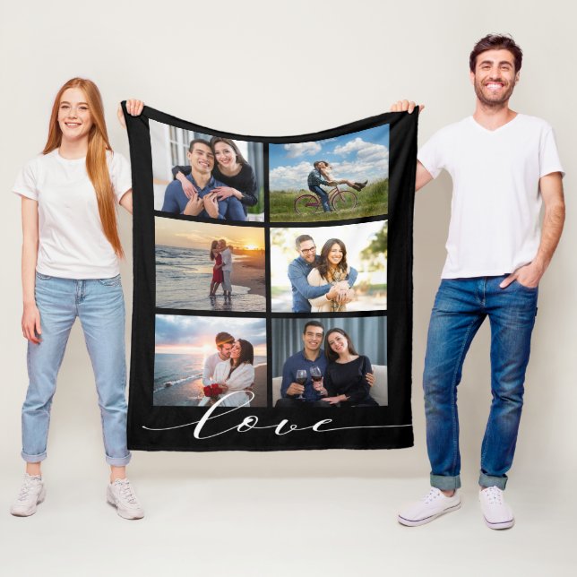 Couverture Polaire Collage photo Love Script (En situation)