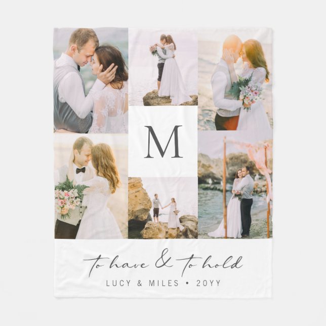 Couverture Polaire Collage Photo Mariage Blanche polaire (Devant)