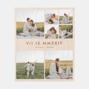 Couverture Polaire Collage photo minimaliste de 7 couples avec chiffr