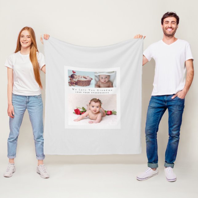 Couverture Polaire Collage photo moderne 3 avec texte grand-parent ma (En situation)