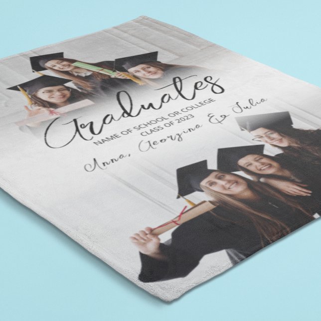 Couverture Polaire Collage Photo Moderne Amis Diplômés (Créateur téléchargé)