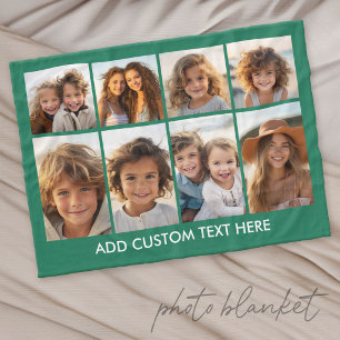 Couverture Polaire Collage photo moderne de 8 avec photos et texte