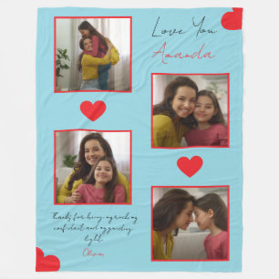 Couverture Polaire Collage photo moderne de Red Hearts