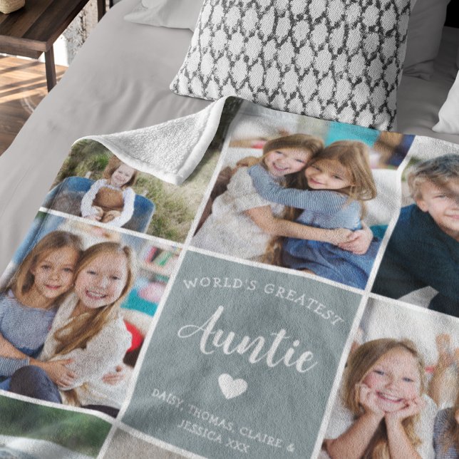 Couverture Polaire Collage photo moderne pour Tante Cadeau personnali (Créateur téléchargé)