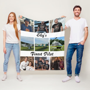 Couverture Polaire Collage photo moderne 'Sky's Finest Pilot'